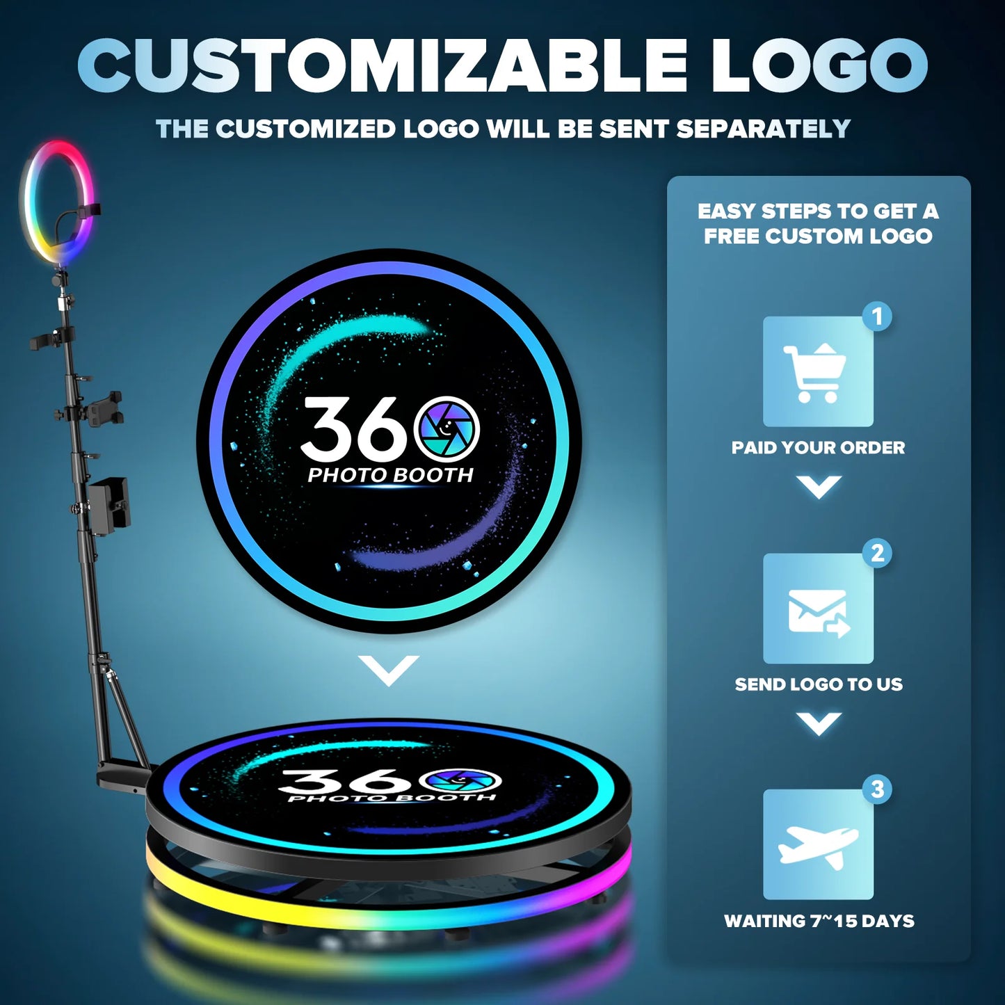 SpinStar™ 360 Photo Booth – APP & Remote Controlled Video Booth with RGB Ring Light for Events, Parties & Content Creation