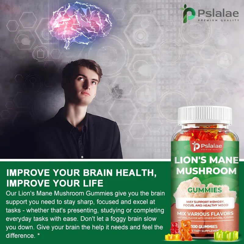 Lion's Mane Mushroom Supplements - Gummies for Focus and Clarity, Brain Support