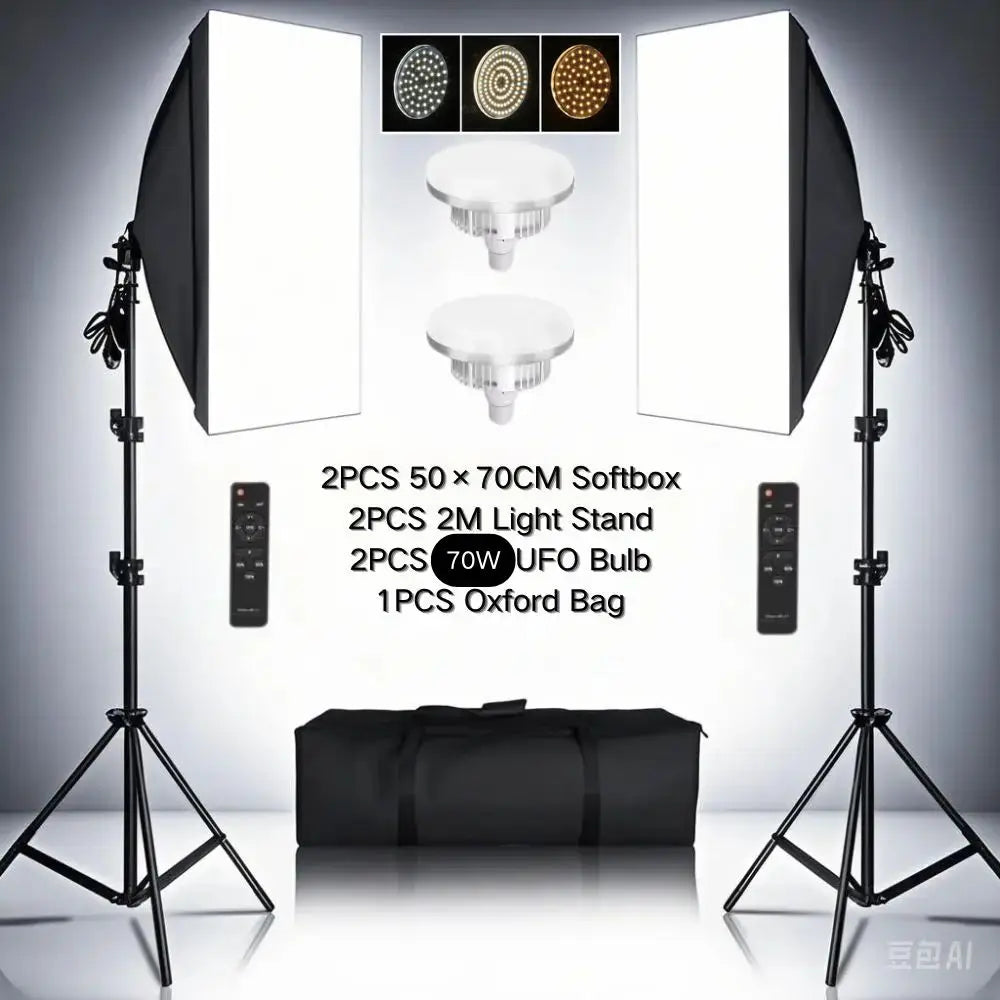 BrightBloom™ - Tri-Color Softbox Studio Lights 20w/30w/40w