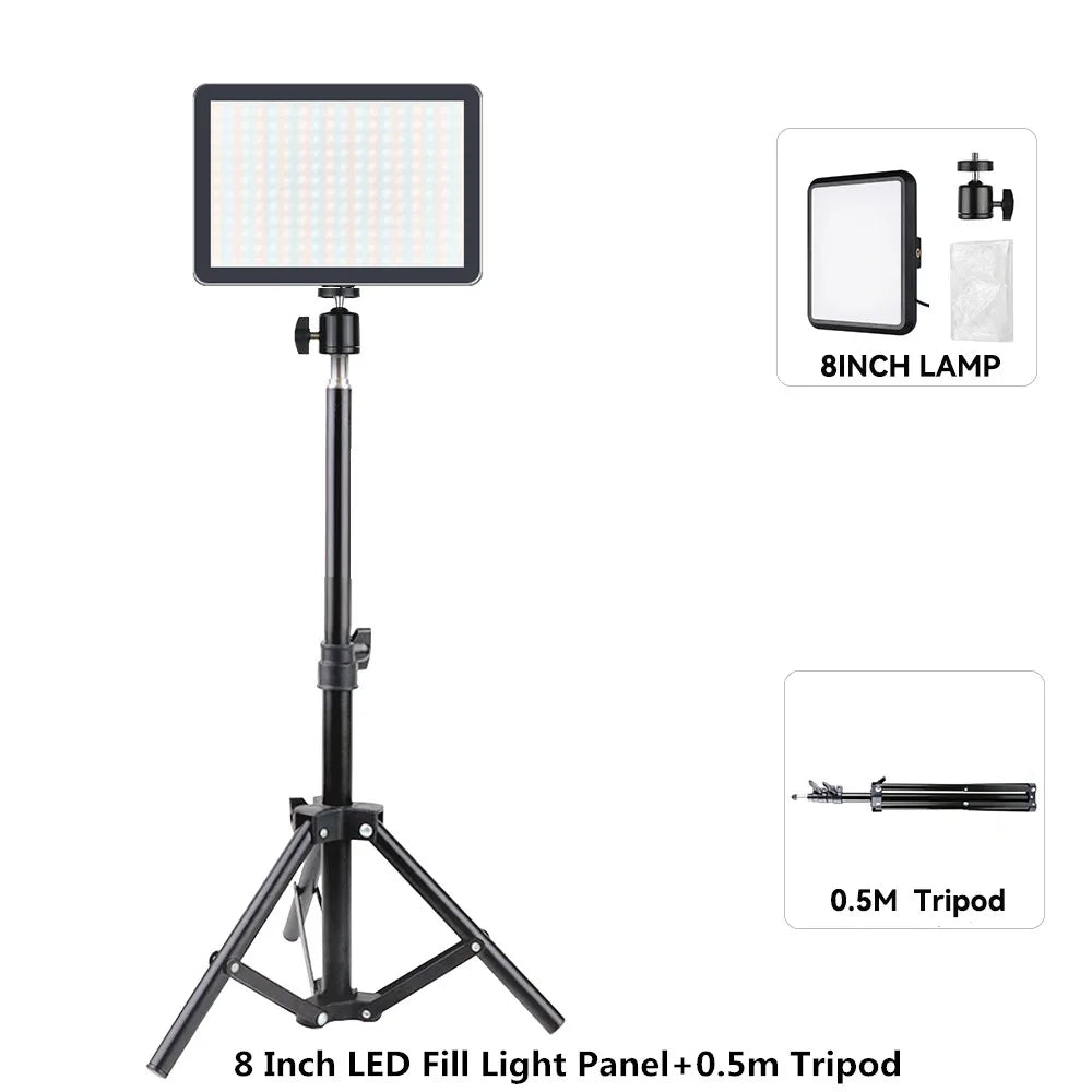 GlowFrame LED Light Panel Kit – 8"/12" Dimmable Video Light with Tripod for YouTube, Live Streaming & Studio Shoots