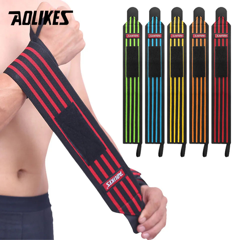 PowerLock Wrist Wraps by AOLIKES – Heavy-Duty Wrist Support with Thumb Loop for Lifting & Strength Training (1 Pair)