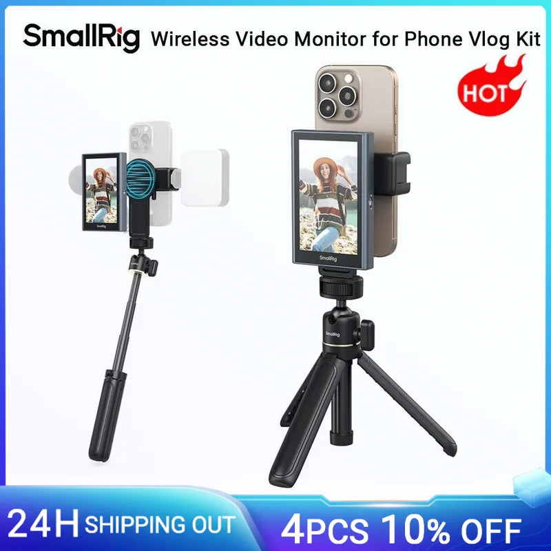SmallRig Wireless Video Monitor for Phone Vlog Kit with Remote Control 1500mAh Battery
