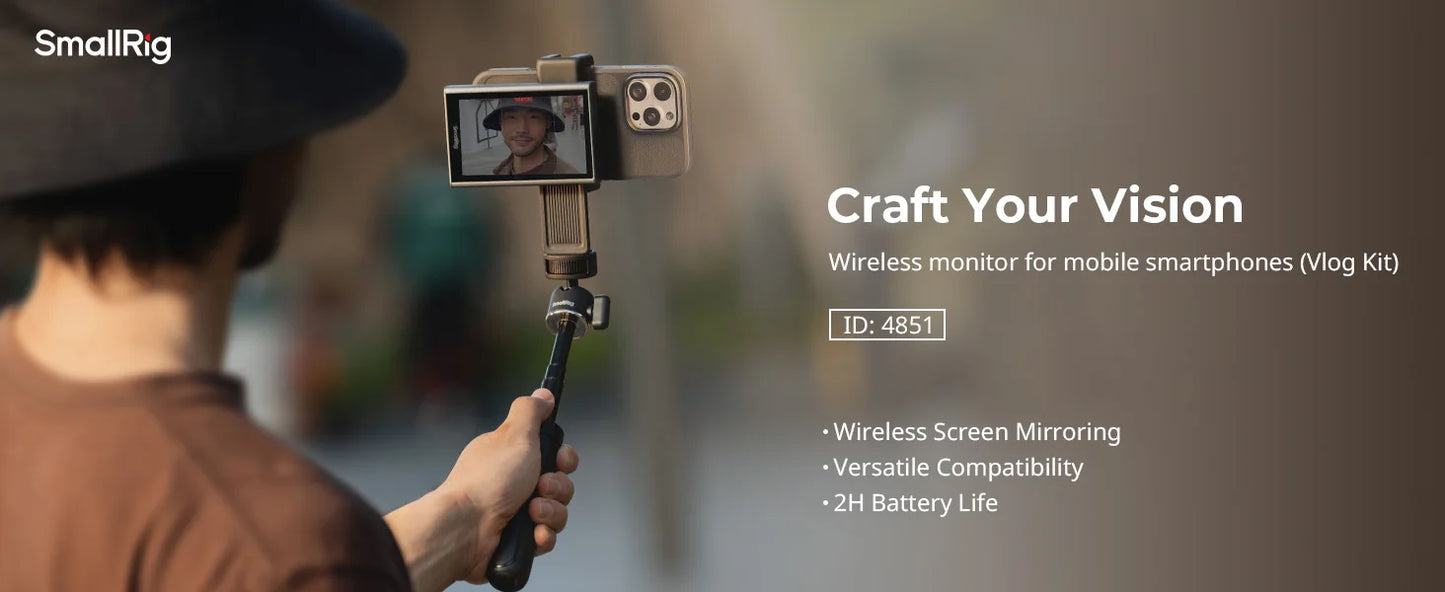 SmallRig Wireless Video Monitor for Phone Vlog Kit with Remote Control 1500mAh Battery
