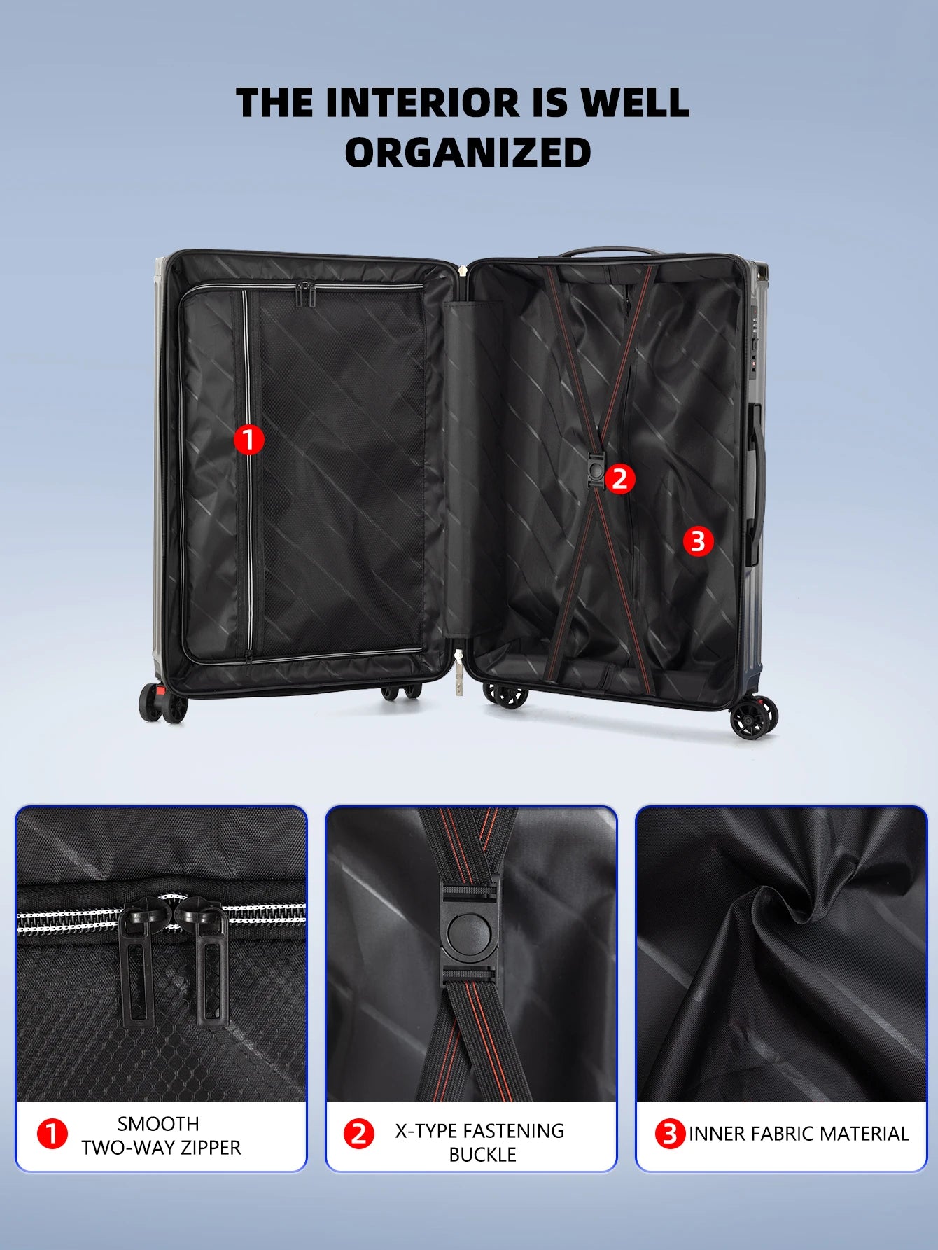 VintageVoyage™ Roller Suitcase 4 Piece Set - 14", 20", 24", and 28" sizes
