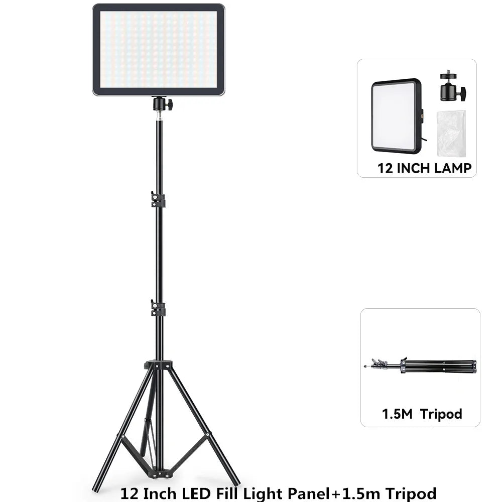 GlowFrame LED Light Panel Kit – 8"/12" Dimmable Video Light with Tripod for YouTube, Live Streaming & Studio Shoots