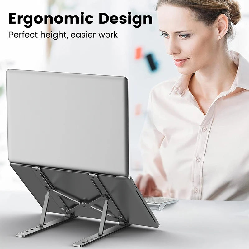 FlowStand™ - Folding Portable Laptop Stand with 7 Height Settings & Ventilation Support