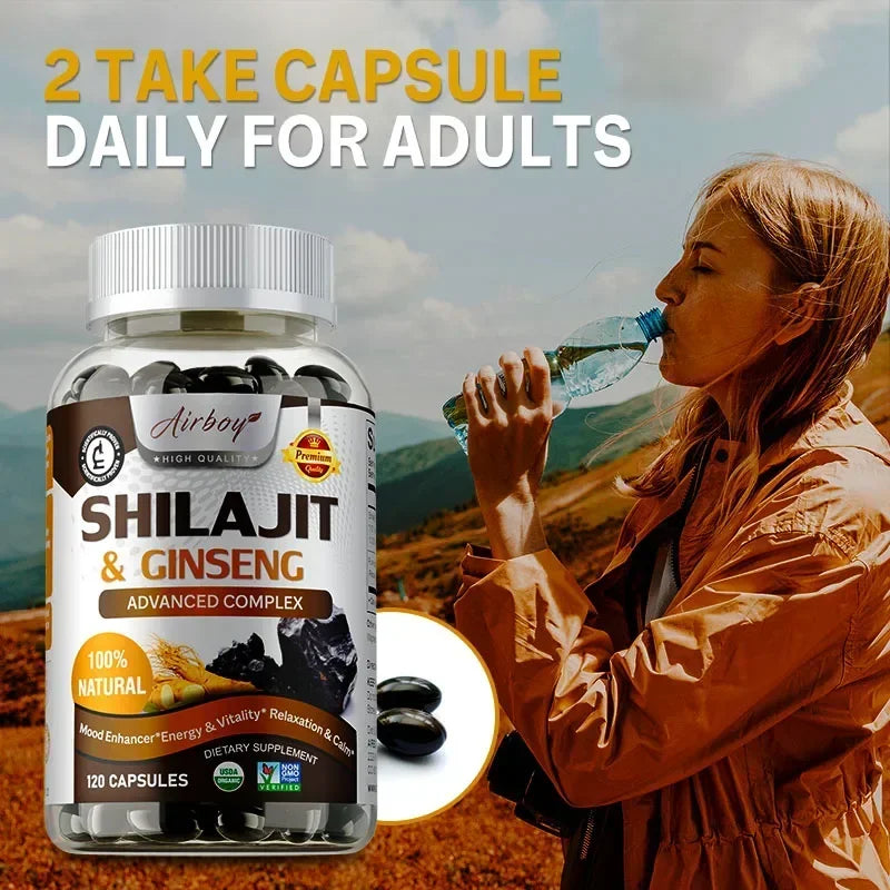 Shilajit & Ginseng Supplements - Enhance Nutrient Absorption and Promote Detoxificatione Endurance, Muscle Growth