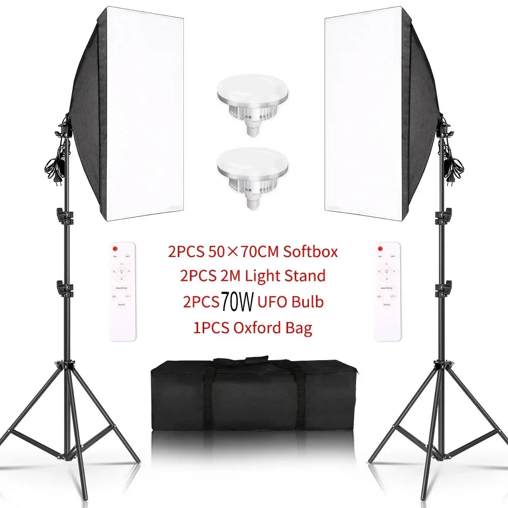 BrightBloom™ - Tri-Color Softbox Studio Lights 20w/30w/40w