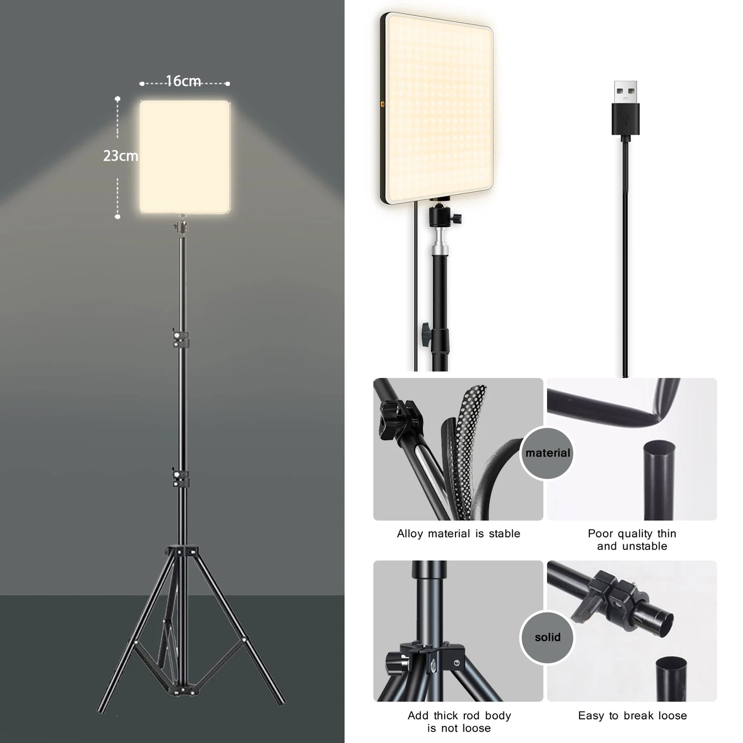 GlowStream™ LED Video Light – Adjustable Conference & Streaming Light with Tripod for TikTok, Zoom, & Photography
