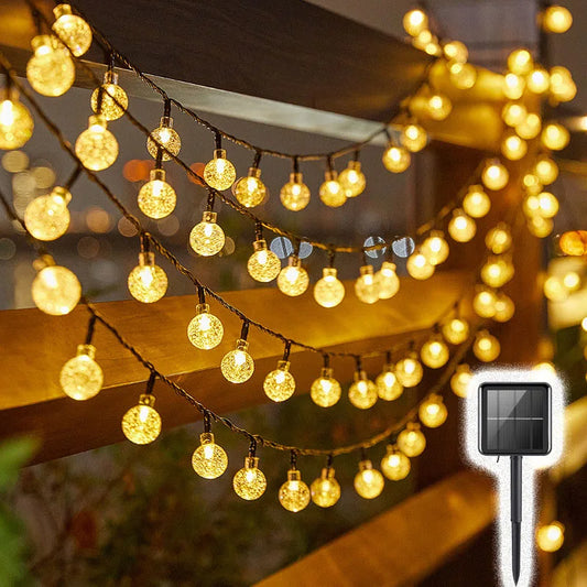 GlowDrop™ Solar Orb String Lights – Waterproof Bubble Ball Lights for Outdoor Patio, Garden & Holiday Parties