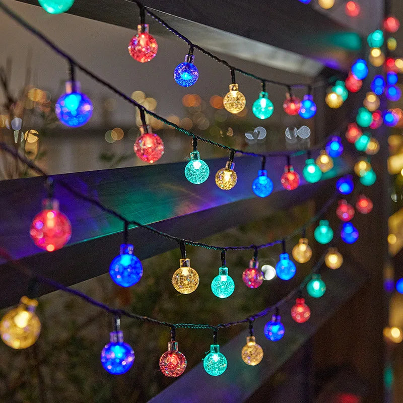 GlowDrop™ Solar Orb String Lights – Waterproof Bubble Ball Lights for Outdoor Patio, Garden & Holiday Parties