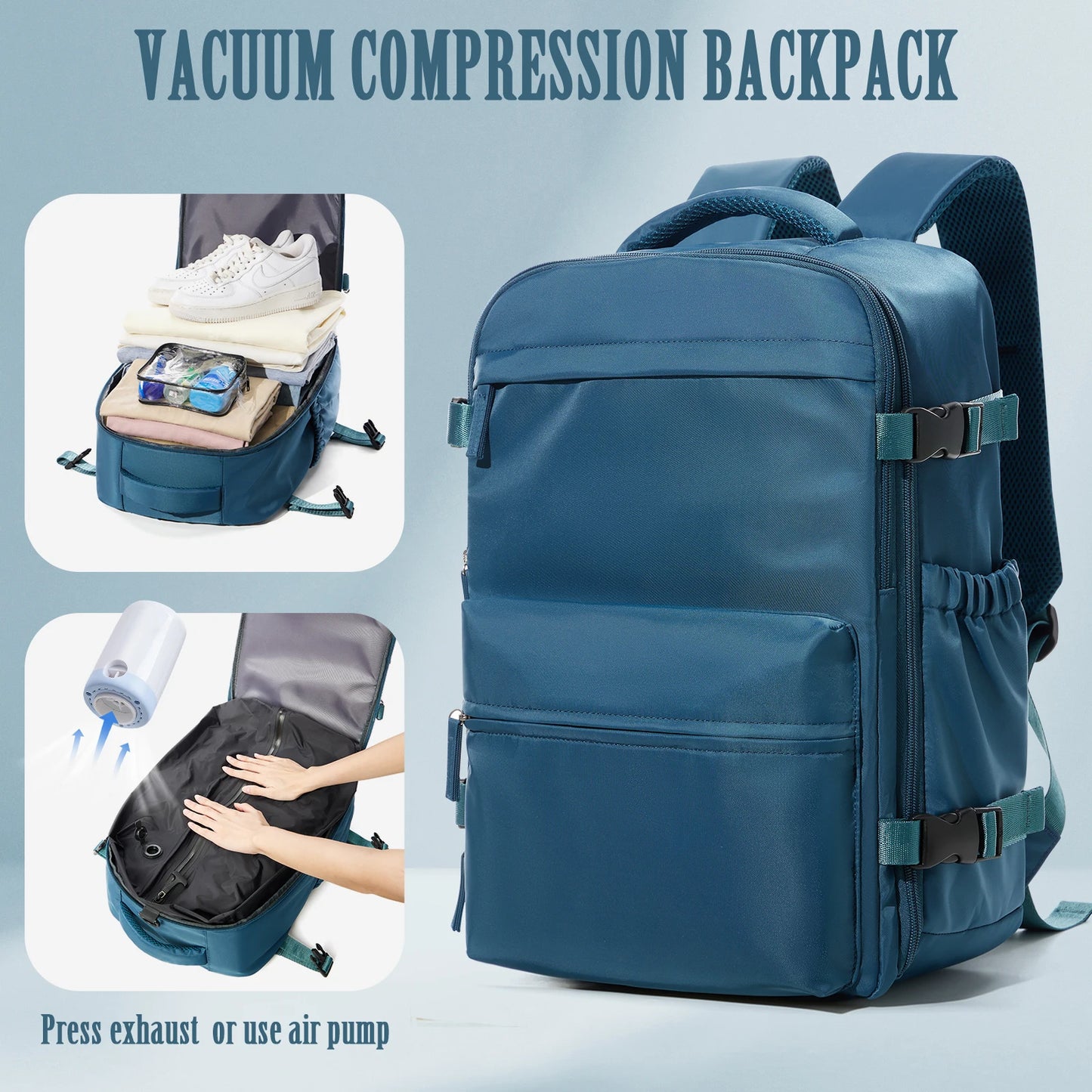 AirPack™ 30L Compression Travel Backpack – Sleek Business & Outdoor Laptop Carry with Expandable Vacuum Storage