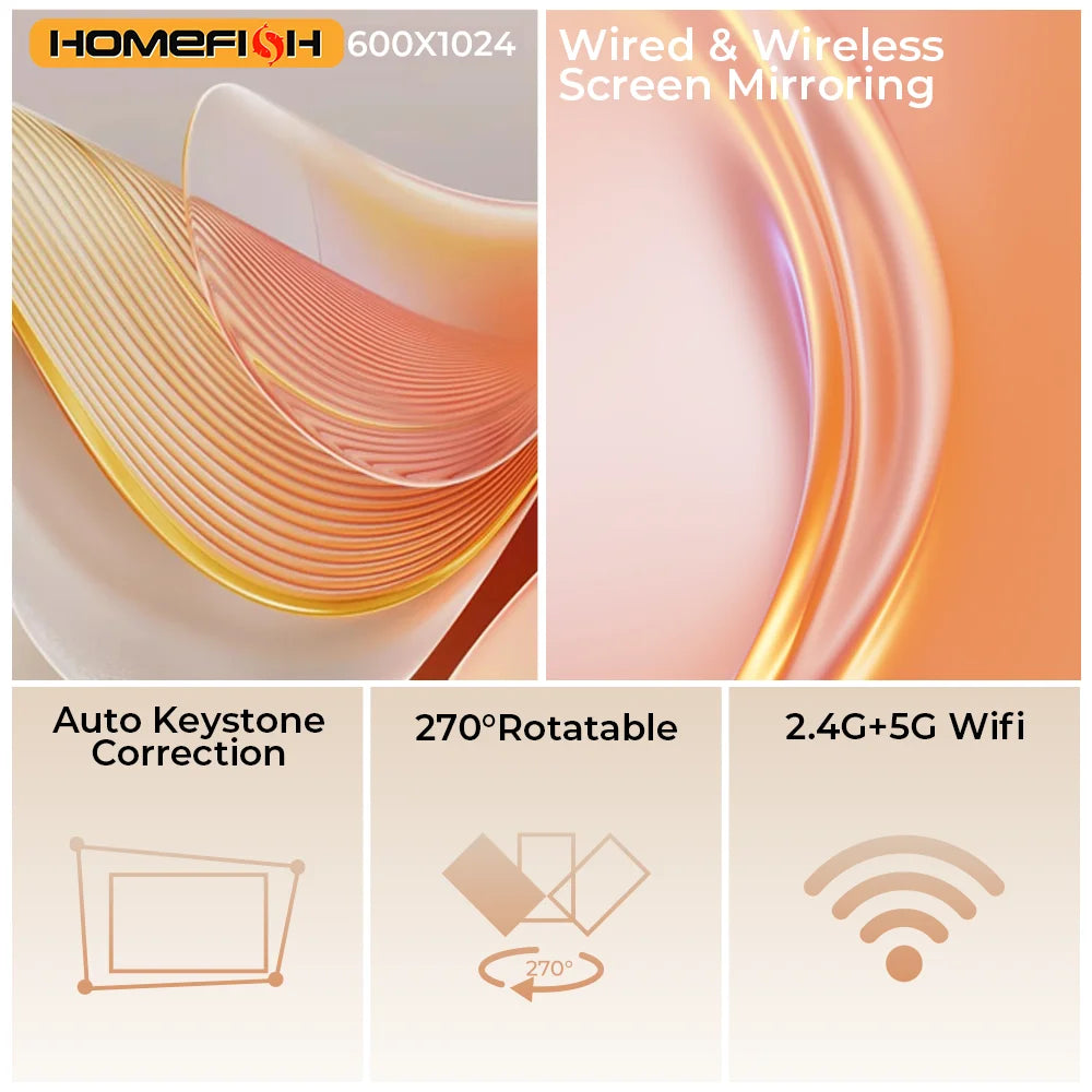 2025 Mini Android 4K Projector – 360° Rotating, WiFi 5G, BT 5.0
