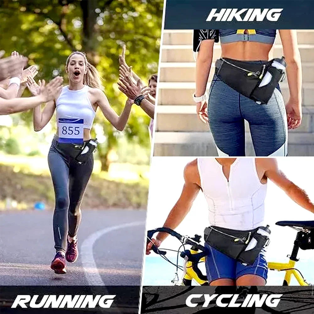 TrailFlow™ Reflective Hydration Waist Pack – Fanny Pack with Water Bottle Holder for Running, Hiking & Outdoor Fitness