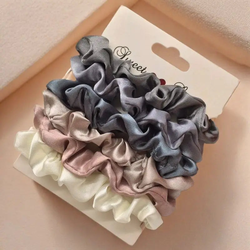 12pcs/lot scrunchies for Hair Elastic Scrunchy Women Small Large Mix Satin No crease Ponytail Cute Headwear Holder