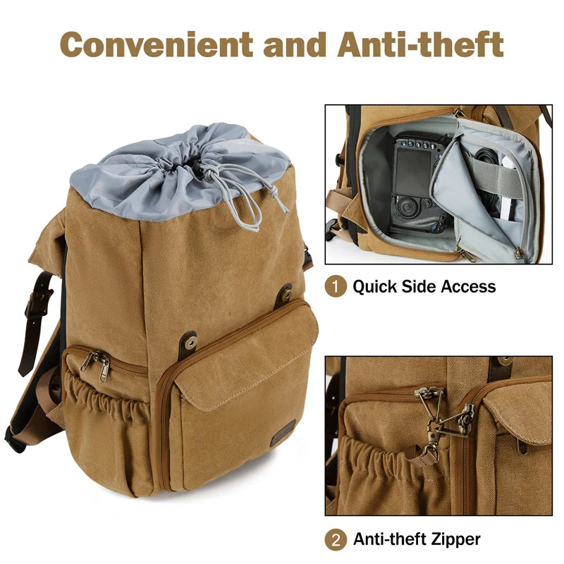 BAGSMART CreatorPro Camera Backpack – Stylish Waterproof DSLR Bag with Tripod Strap & 15” Laptop Sleeve