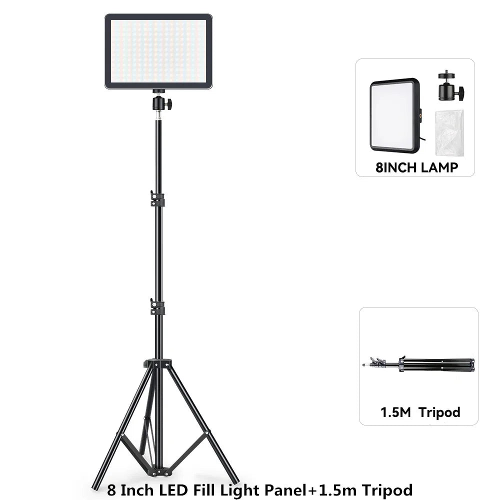 GlowFrame LED Light Panel Kit – 8"/12" Dimmable Video Light with Tripod for YouTube, Live Streaming & Studio Shoots