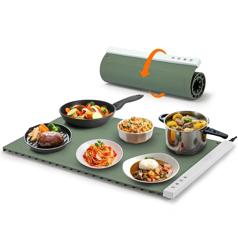 HeatMate™ Rollable Food Warming Mat – Adjustable Temperature Buffet Warmer for Parties, Sabbath & Hosting