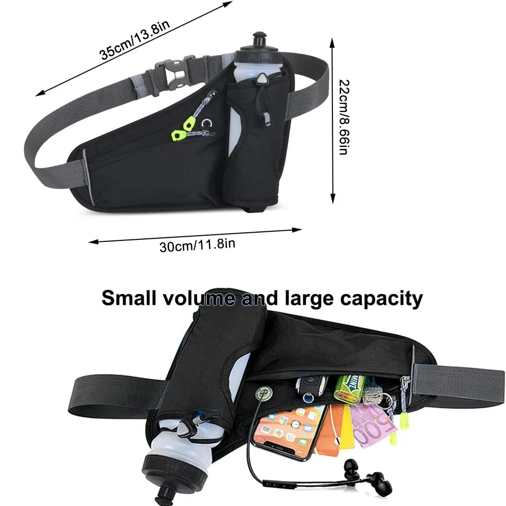 TrailFlow™ Reflective Hydration Waist Pack – Fanny Pack with Water Bottle Holder for Running, Hiking & Outdoor Fitness