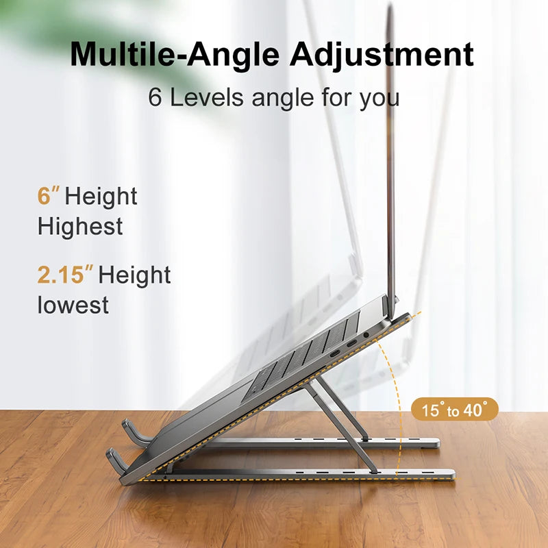 FlowStand™ - Folding Portable Laptop Stand with 7 Height Settings & Ventilation Support
