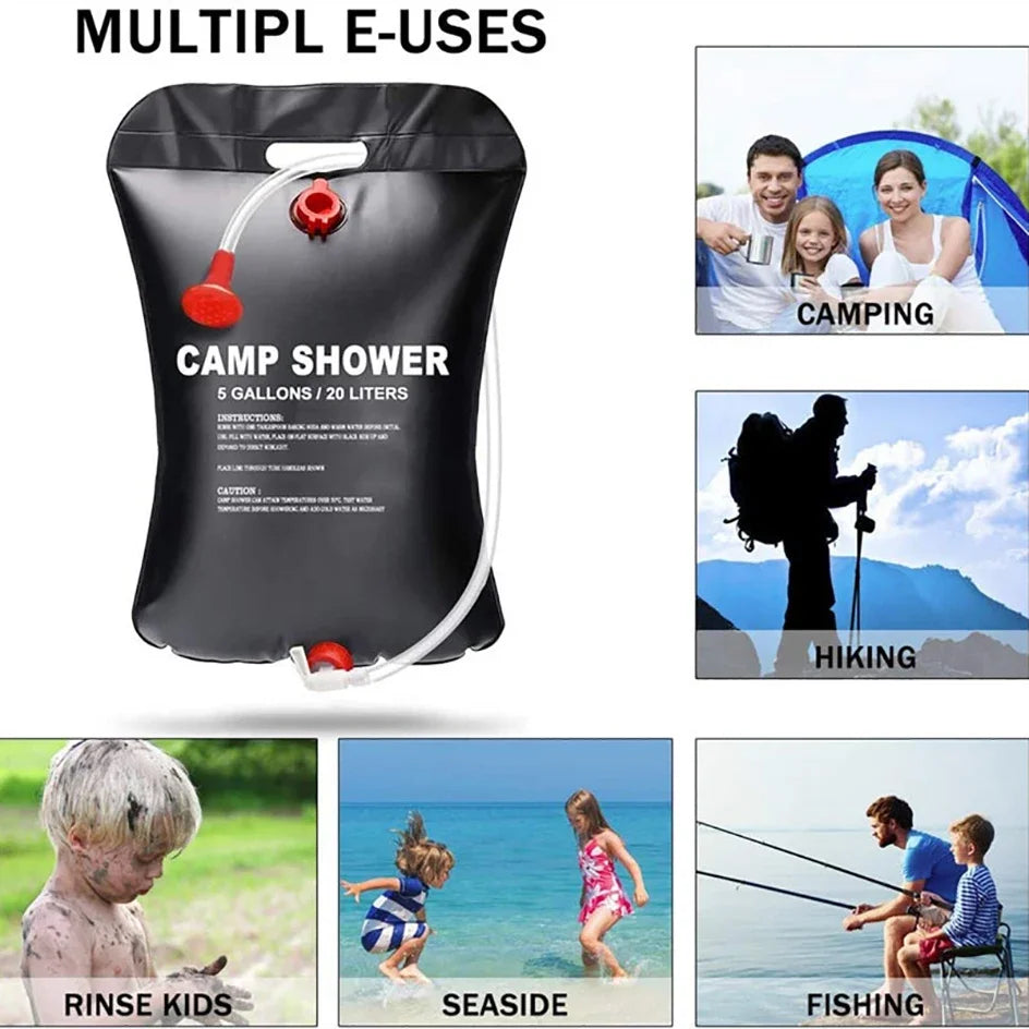 SunSoak™ 20L Solar Camp Shower – Portable Heated Outdoor Shower Bag for Travel, Hiking & Camping