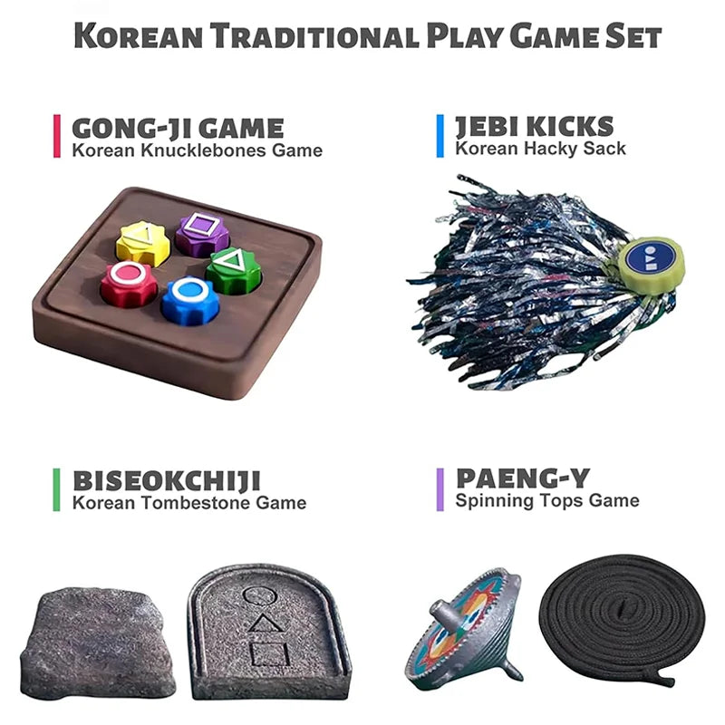 Six-Legged Pentathlon (Korean Folk Game Set - Jebi Chagi, Gong-gi, Biseokchigi, Paeng-y, DDAKJI)