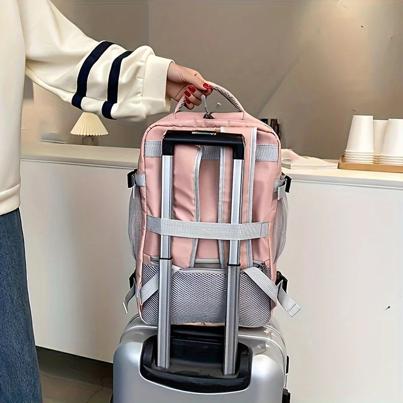 LuxeLink™ Travel Backpack – Waterproof Anti-Theft Daypack with USB Charging & Luggage Strap