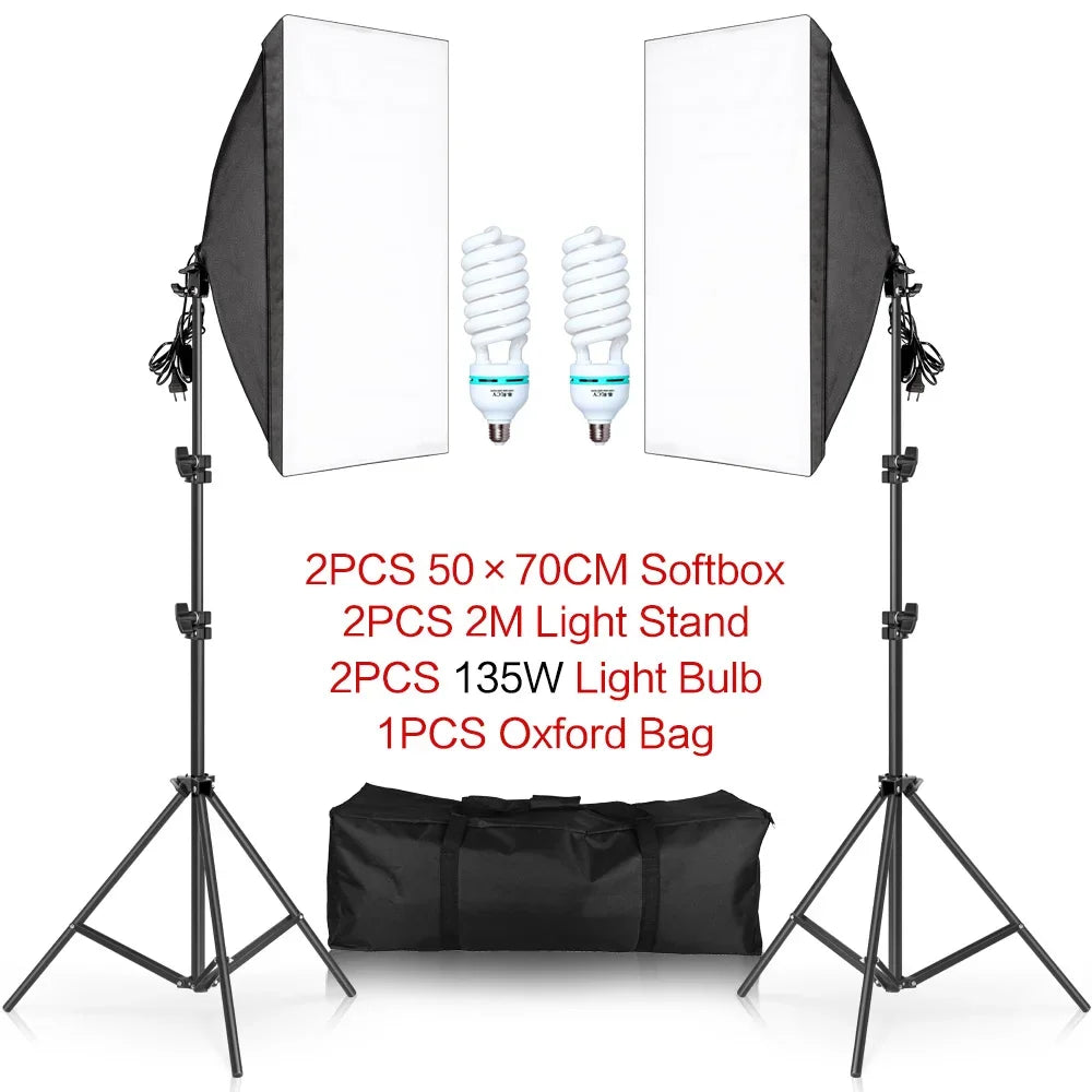 BrightBloom™ - Tri-Color Softbox Studio Lights 20w/30w/40w