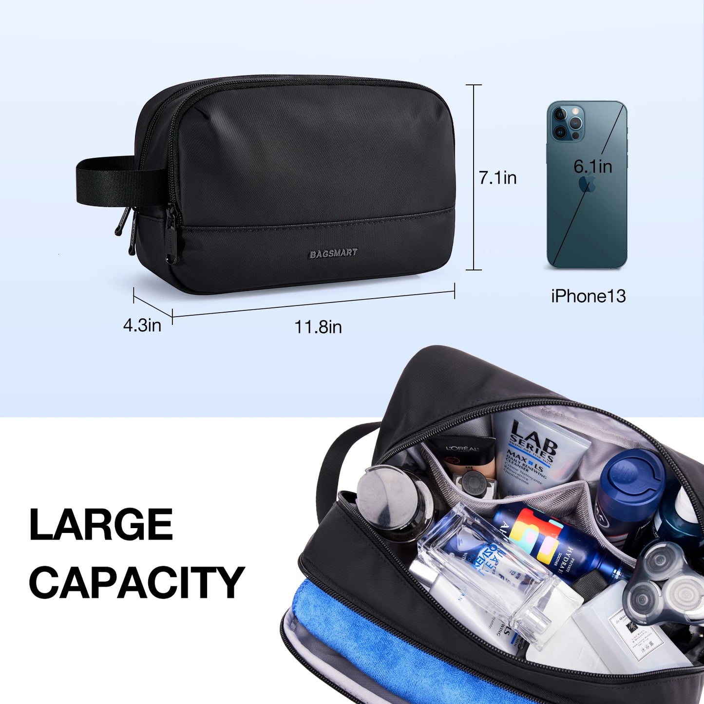 BAGSMART™ MetroDopp – Waterproof Travel Toiletry Organizer for Men