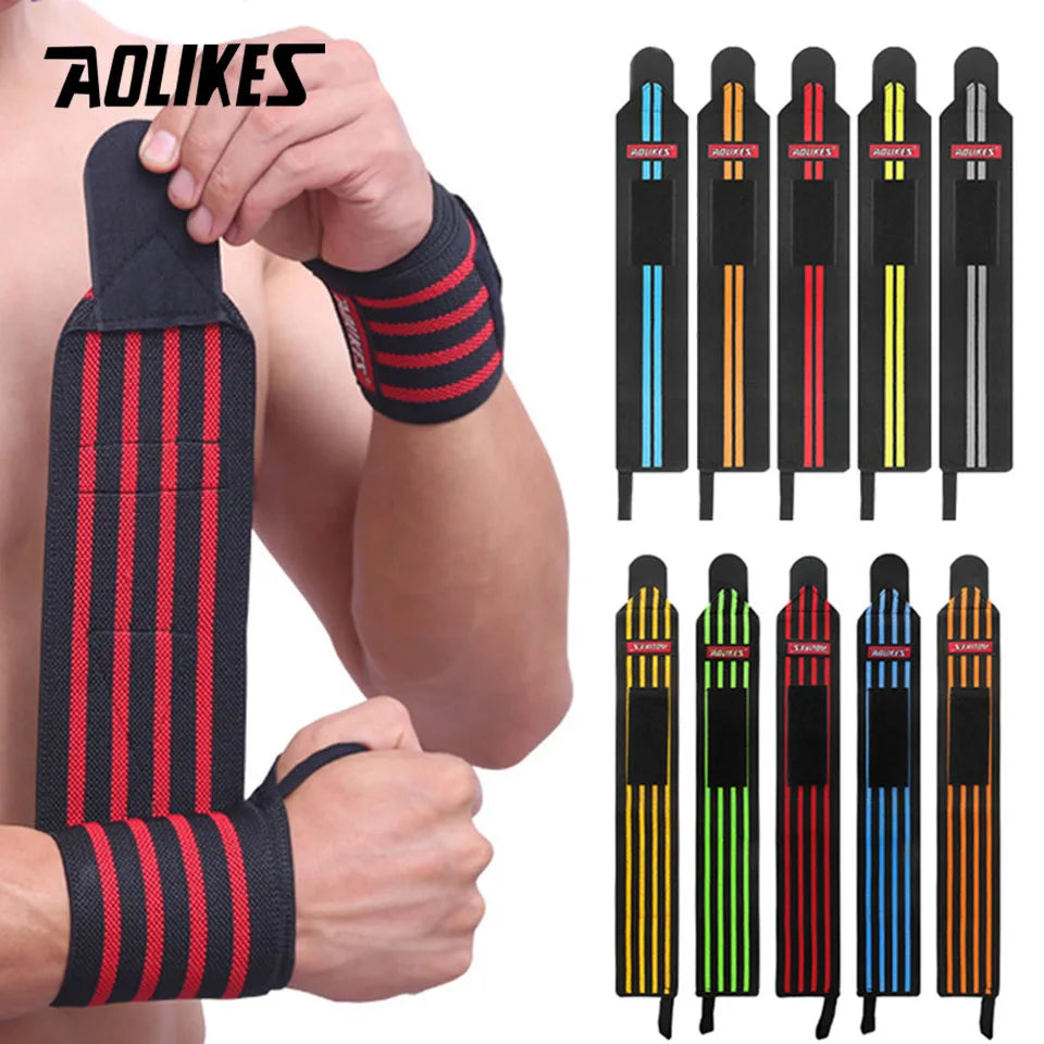 PowerLock Wrist Wraps by AOLIKES – Heavy-Duty Wrist Support with Thumb Loop for Lifting & Strength Training (1 Pair)