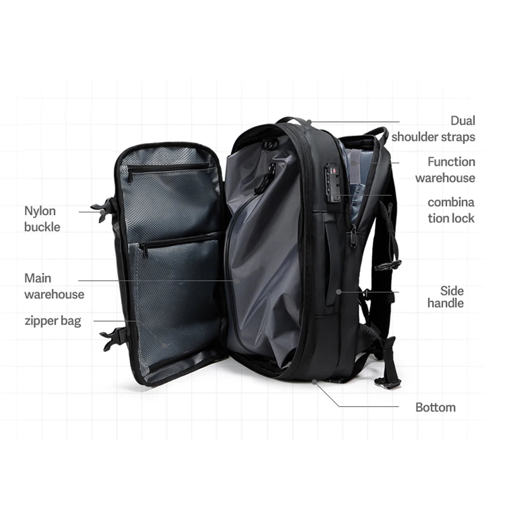 AirBack™ VacPack 40L – Expandable Travel Backpack with Built-In Vacuum Compression