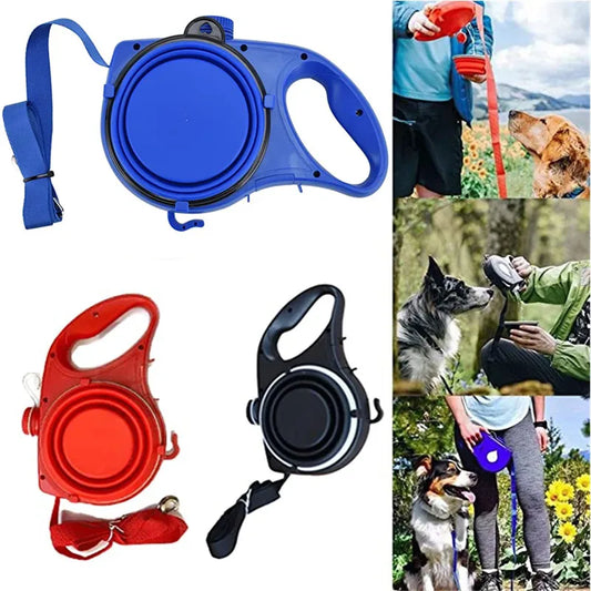 4-in-1 Pet Leash For Walking – Water, Bowl & Waste Bag Ready
