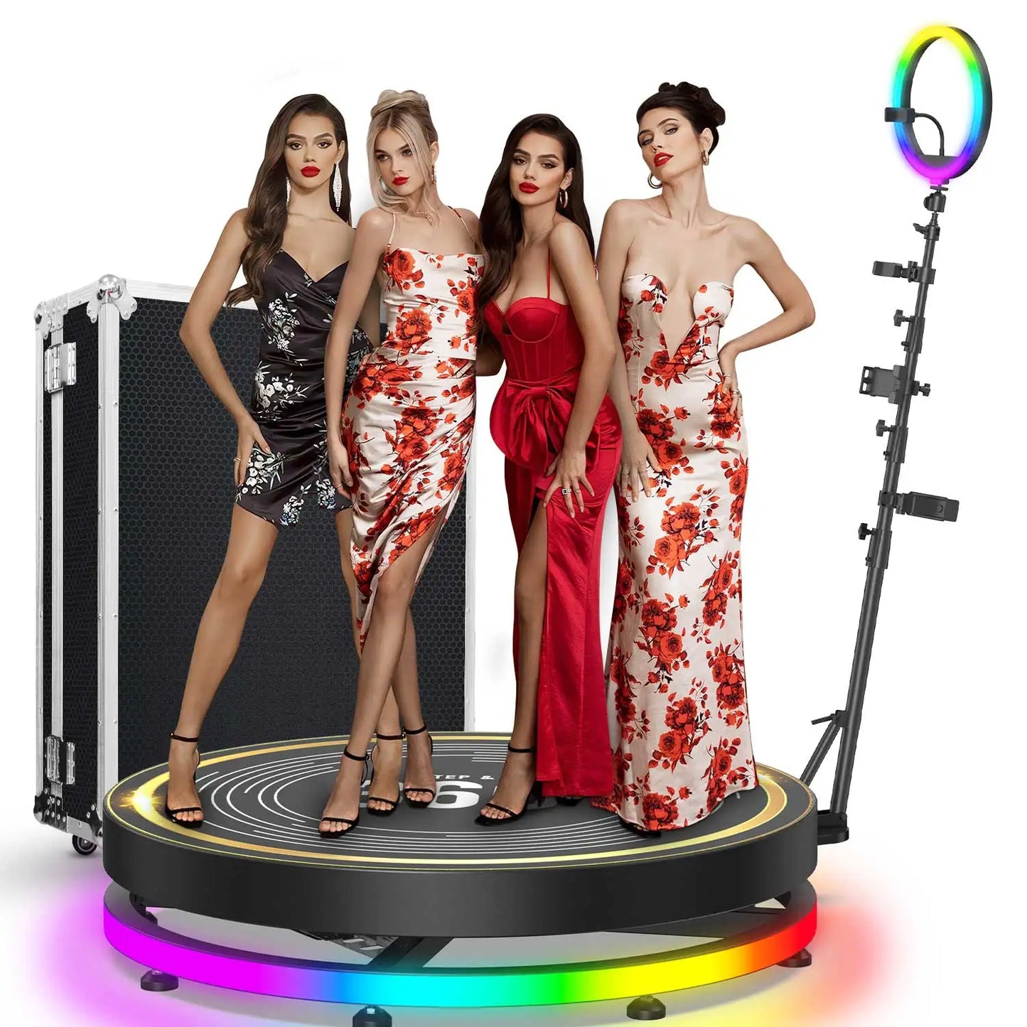 SpinStar™ 360 Photo Booth – APP & Remote Controlled Video Booth with RGB Ring Light for Events, Parties & Content Creation