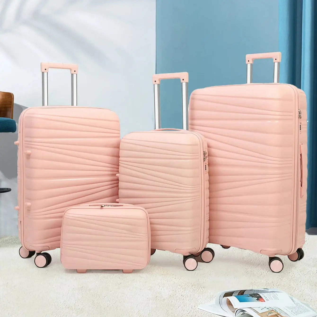 VintageVoyage™ Roller Suitcase 4 Piece Set - 14", 20", 24", and 28" sizes