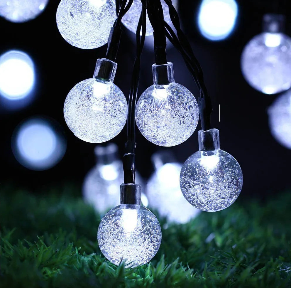 GlowDrop™ Solar Orb String Lights – Waterproof Bubble Ball Lights for Outdoor Patio, Garden & Holiday Parties
