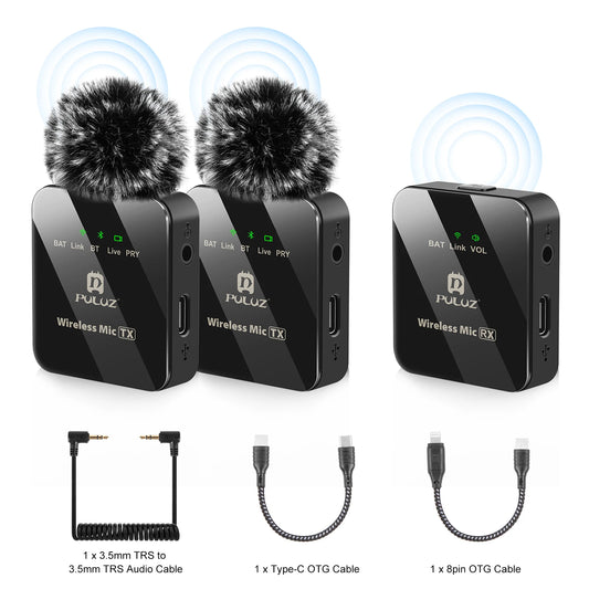 PULUZ Wireless Lavalier Mic – Clip-On Microphone (iPhone/Android/DSLR Compatible)