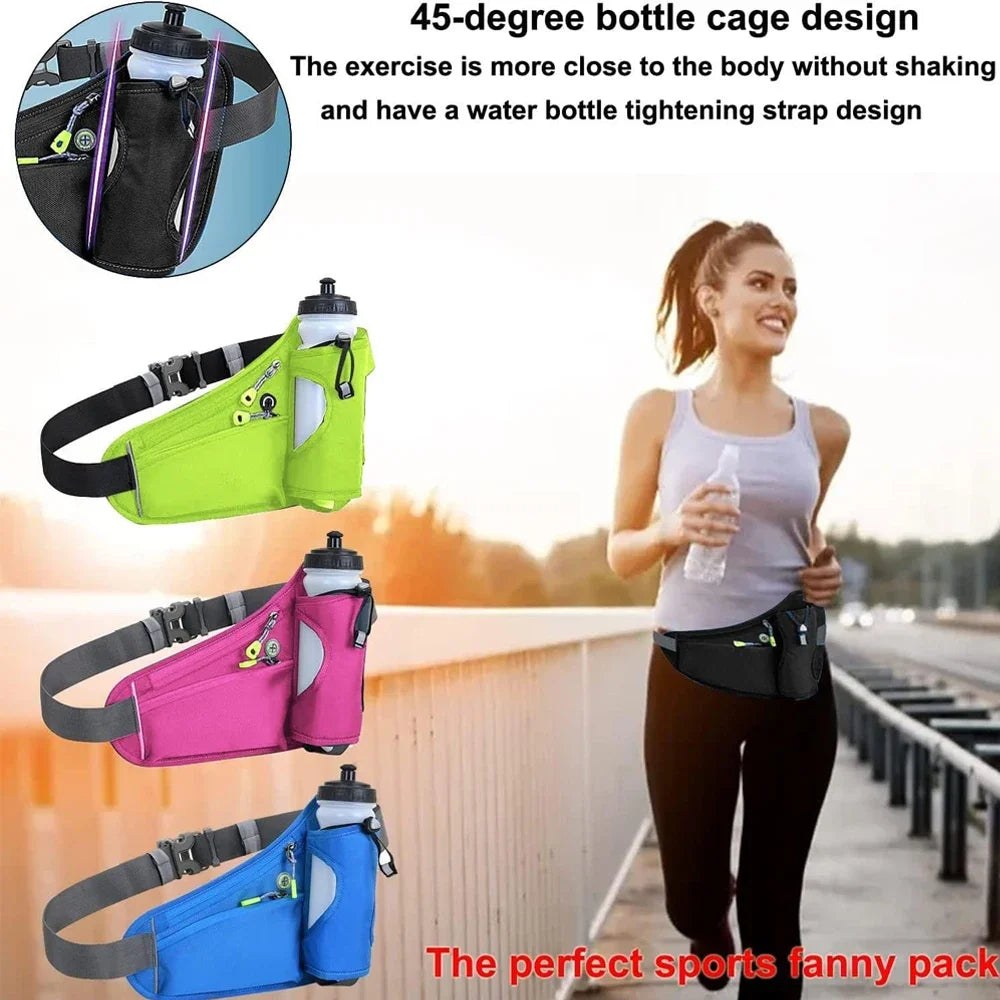 TrailFlow™ Reflective Hydration Waist Pack – Fanny Pack with Water Bottle Holder for Running, Hiking & Outdoor Fitness