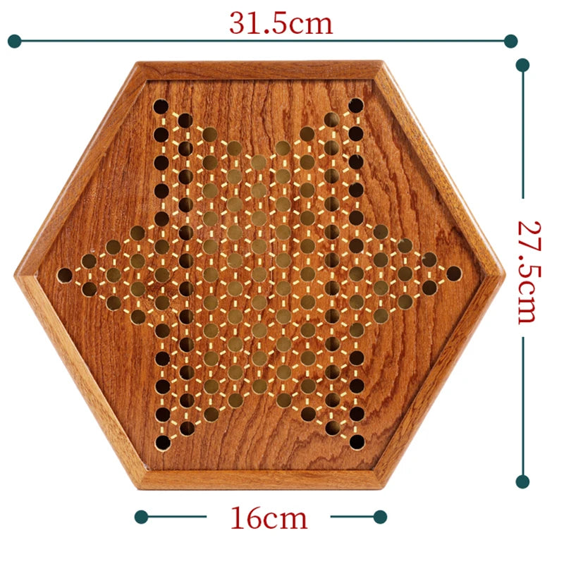 Solid Wood Checkers Set - Agate Marble Checkers - Glass Ball Pachisi