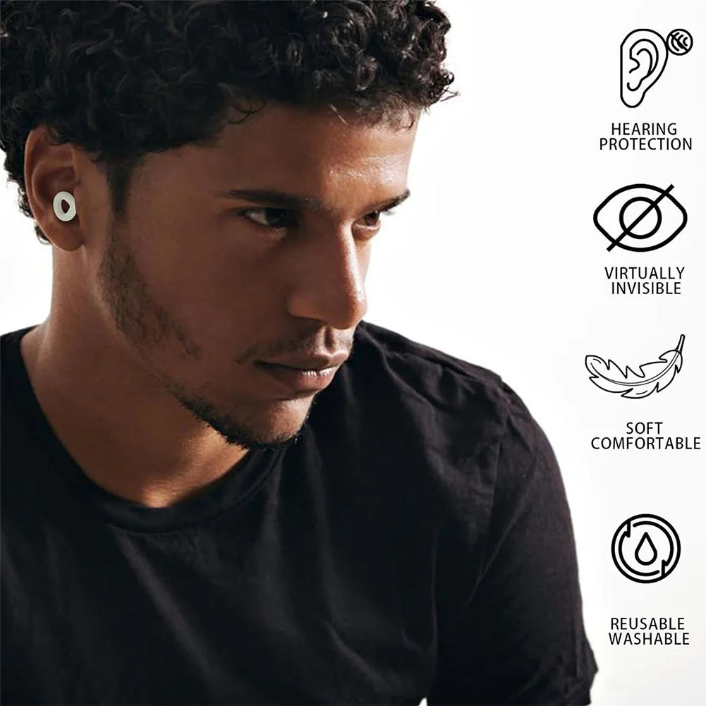 Reusable Noise-Canceling Ear Plugs – Waterproof Silicone Earplugs for Sleeping, Travel, Swimming & Noise Reduction (1 Pair)