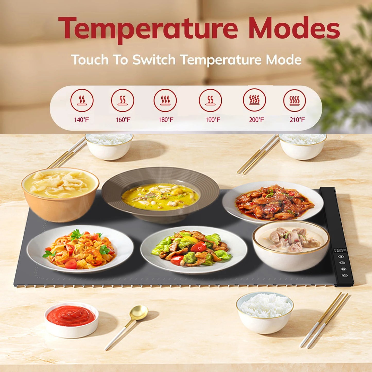 HeatMate™ Rollable Food Warming Mat – Adjustable Temperature Buffet Warmer for Parties, Sabbath & Hosting