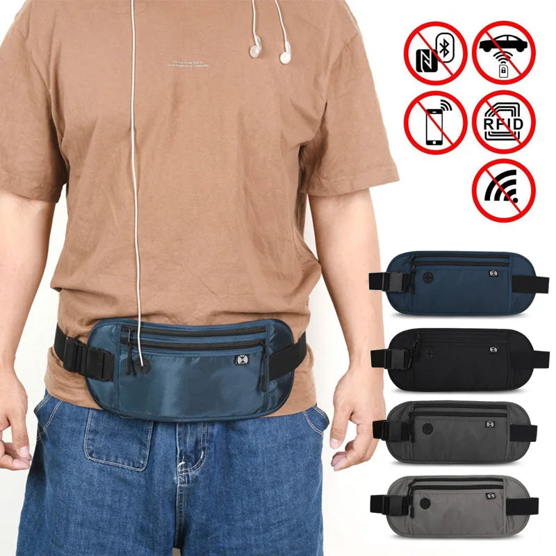 RFID-Blocking Waterproof Travel Waist Bag – Outdoor Fanny Pack & Passport Holder