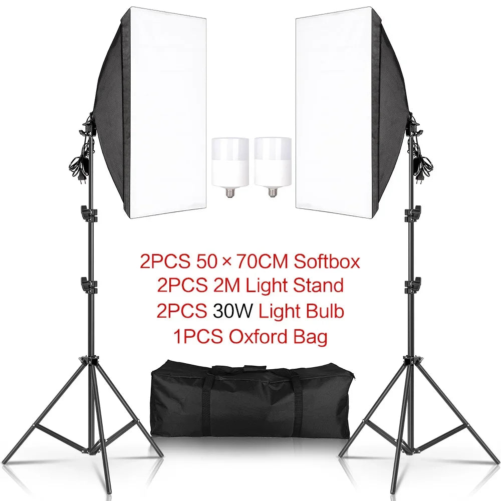 BrightBloom™ - Tri-Color Softbox Studio Lights 20w/30w/40w