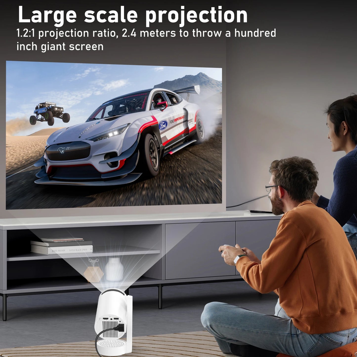 FlexView Smart Mini Projector – 270° Adjustable, WiFi, Bluetooth, Android 13, 720P HD