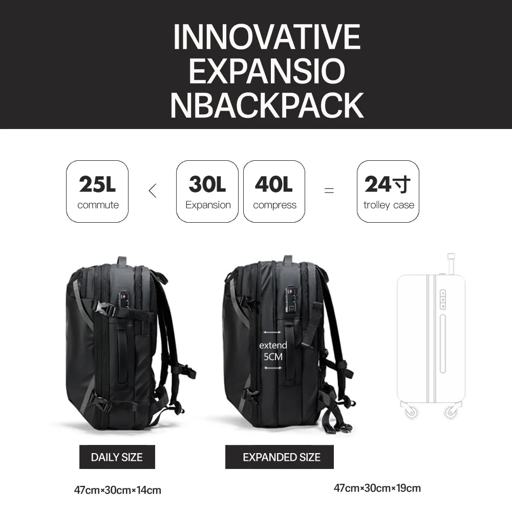 AirBack™ VacPack 40L – Expandable Travel Backpack with Built-In Vacuum Compression