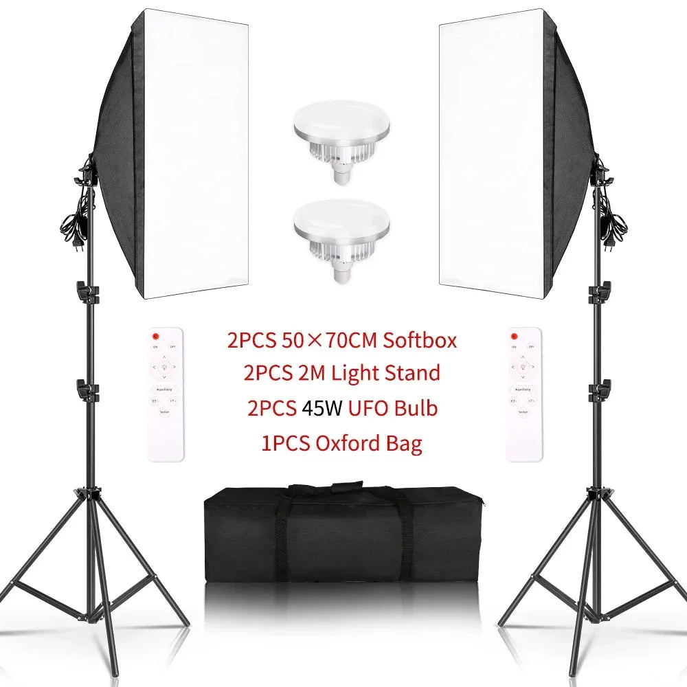 BrightBloom™ - Tri-Color Softbox Studio Lights 20w/30w/40w
