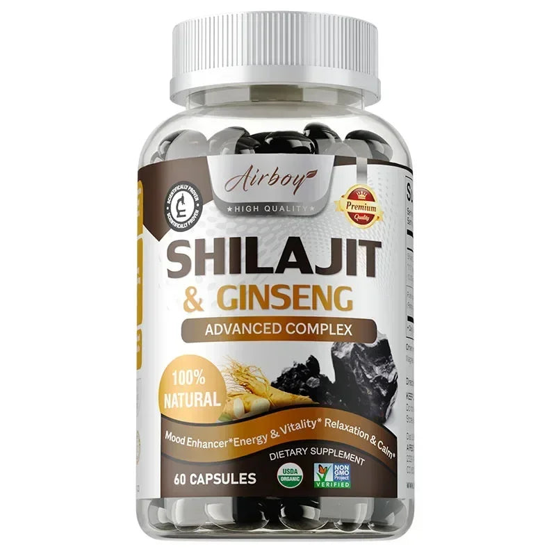 Shilajit & Ginseng Supplements - Enhance Nutrient Absorption and Promote Detoxificatione Endurance, Muscle Growth