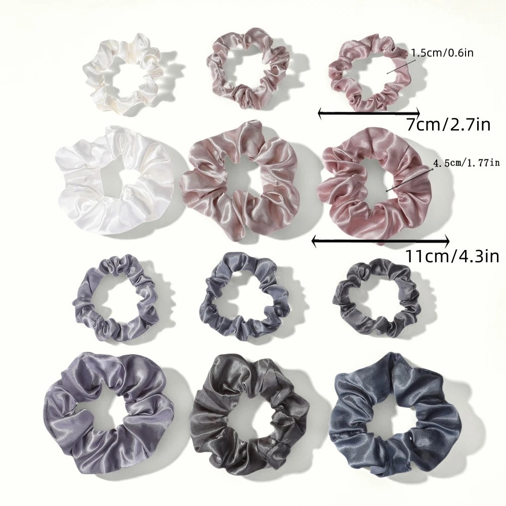 12pcs/lot scrunchies for Hair Elastic Scrunchy Women Small Large Mix Satin No crease Ponytail Cute Headwear Holder