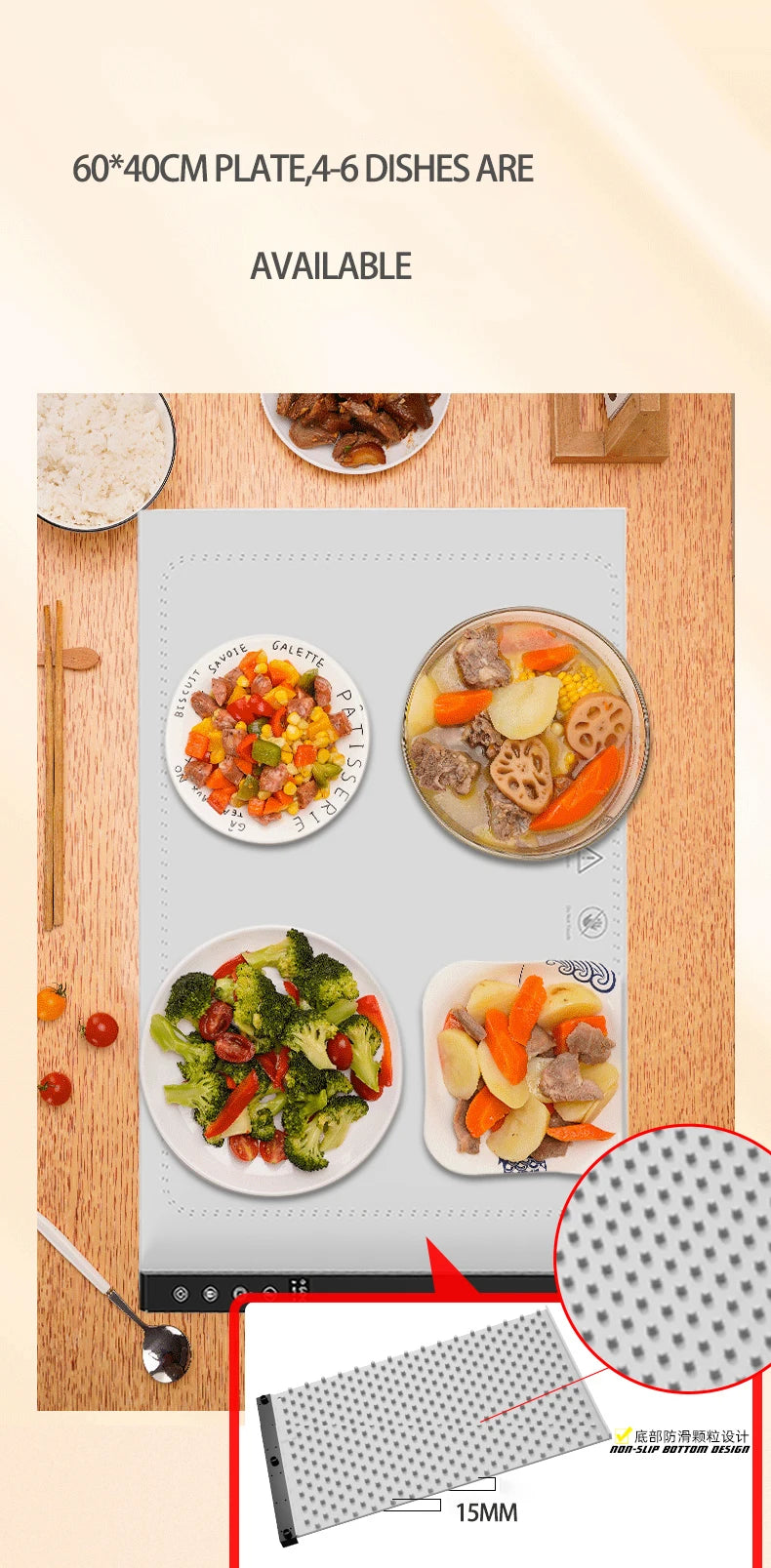 HeatMate™ Rollable Food Warming Mat – Adjustable Temperature Buffet Warmer for Parties, Sabbath & Hosting