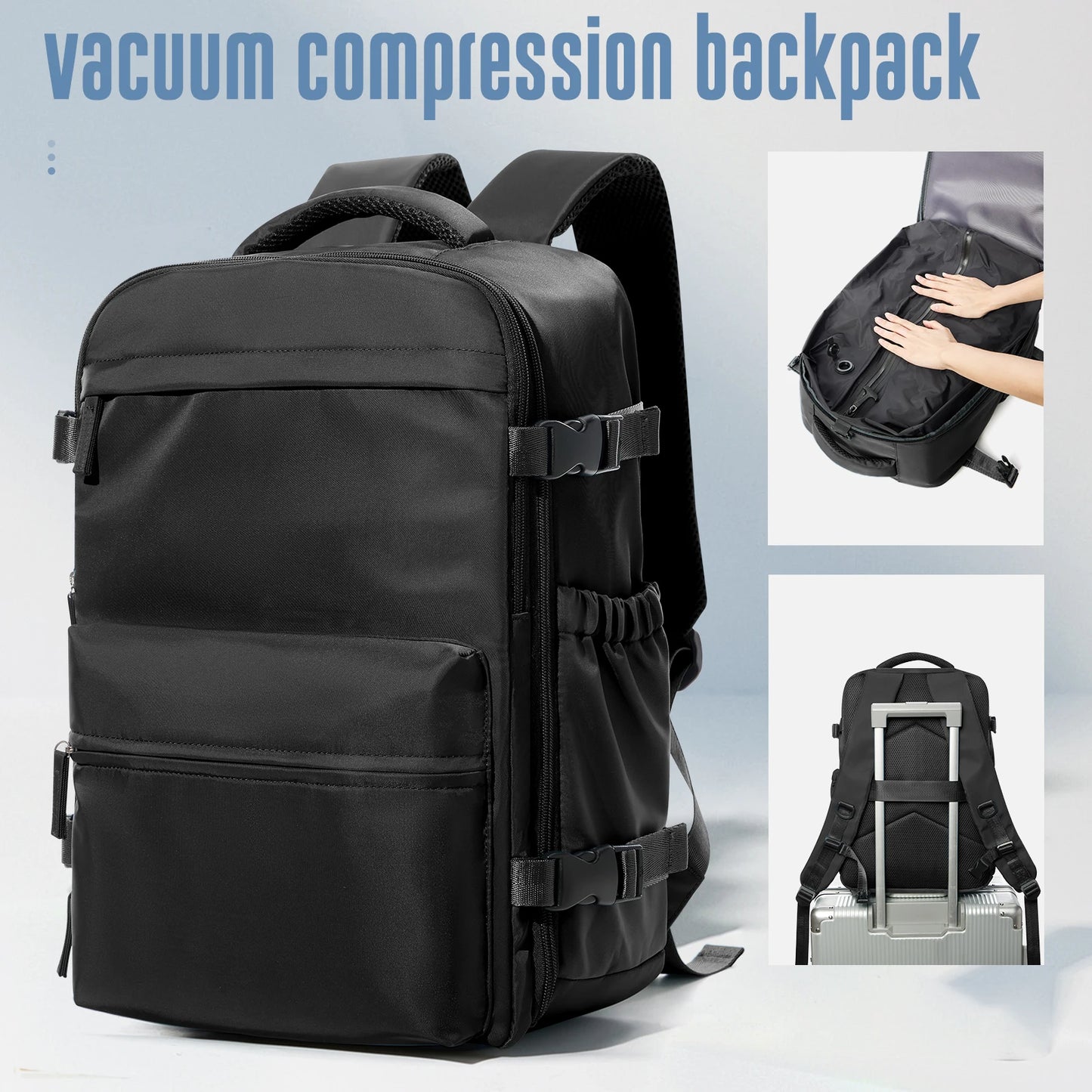 AirPack™ 30L Compression Travel Backpack – Sleek Business & Outdoor Laptop Carry with Expandable Vacuum Storage