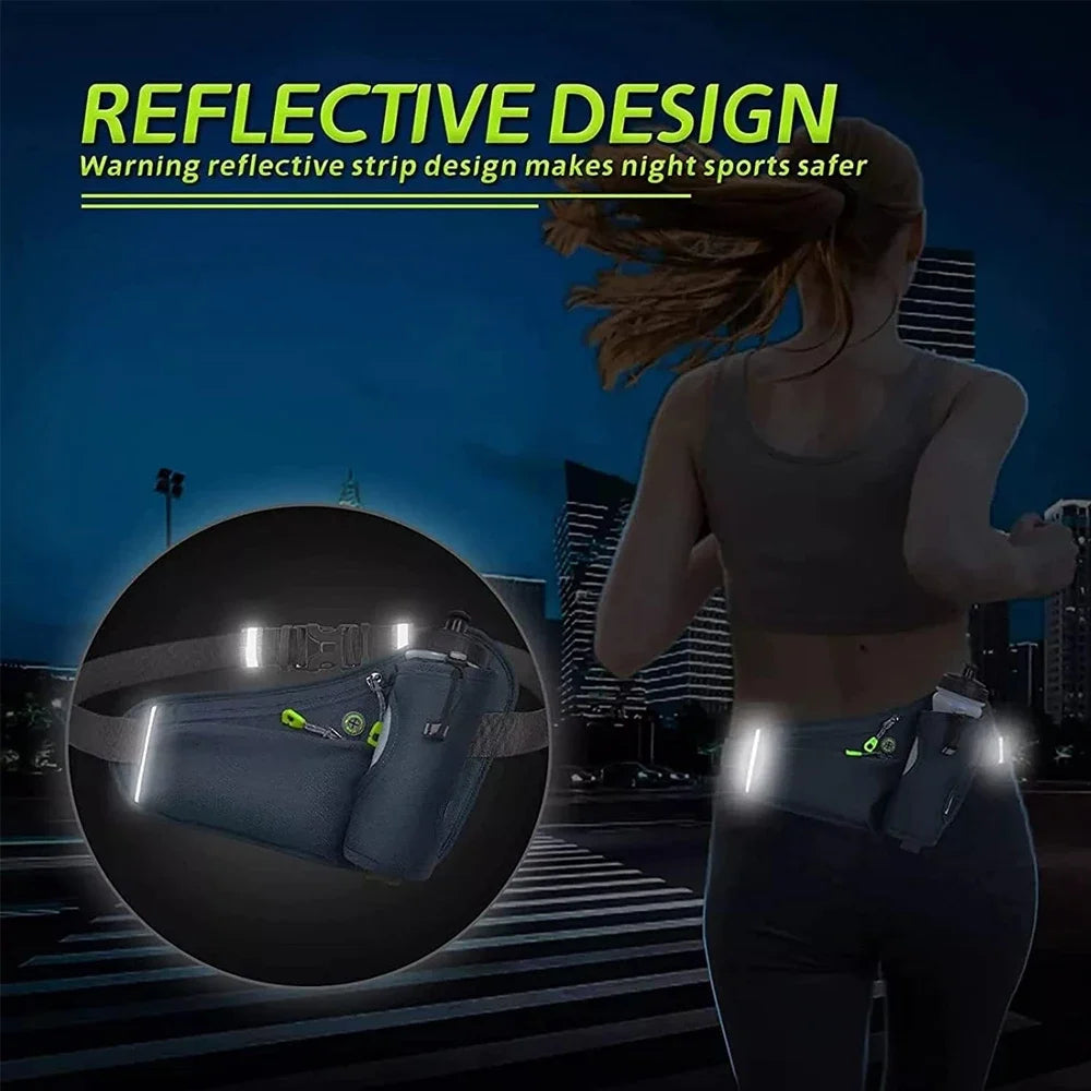 TrailFlow™ Reflective Hydration Waist Pack – Fanny Pack with Water Bottle Holder for Running, Hiking & Outdoor Fitness